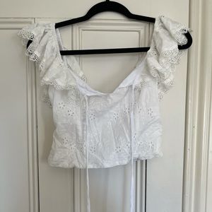 LPA White Off-The-Shoulder Lace Top